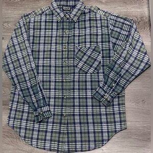 Quizz Jeans New York Vintage Cotton Green Blue White Mens Flannel